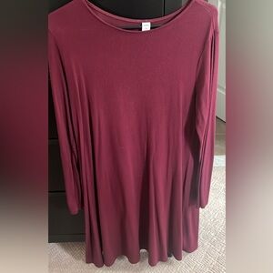 Old Navy Red Long Sleeve Relaxed Tunic Soft Sweater Dress